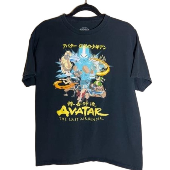 Avatar The Last Airbender T-Shirt Latge Black Blue Cartoon Nickelodeon Top - Picture 1 of 2